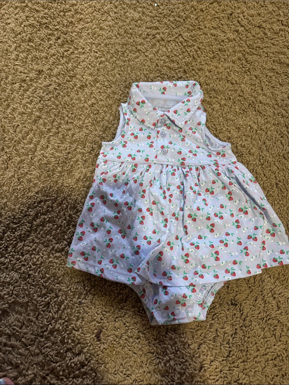 First Impressions White Cherry Print Sleeveless Romper